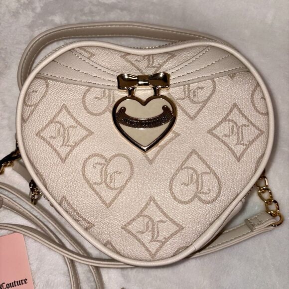 Juicy Couture Crystal Precious Moments Heart Crossbody In Cream Ivory Gold NWT - Picture 2 of 9